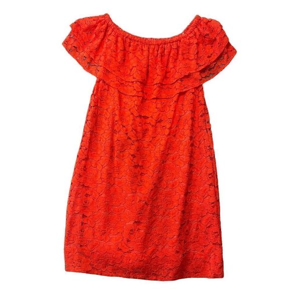 Trina Turk Off the Shoulder Lace Mini Dress in Tangerine - Picture 12 of 16
